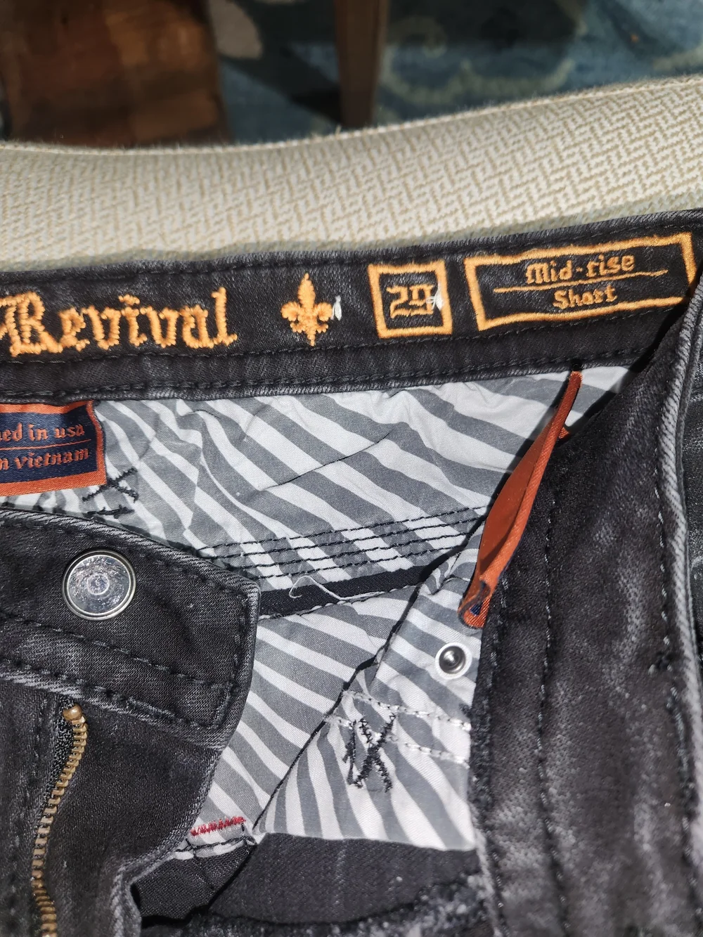 Rock Revival Black Denim Shorts with Multicolor Embroidered Pockets